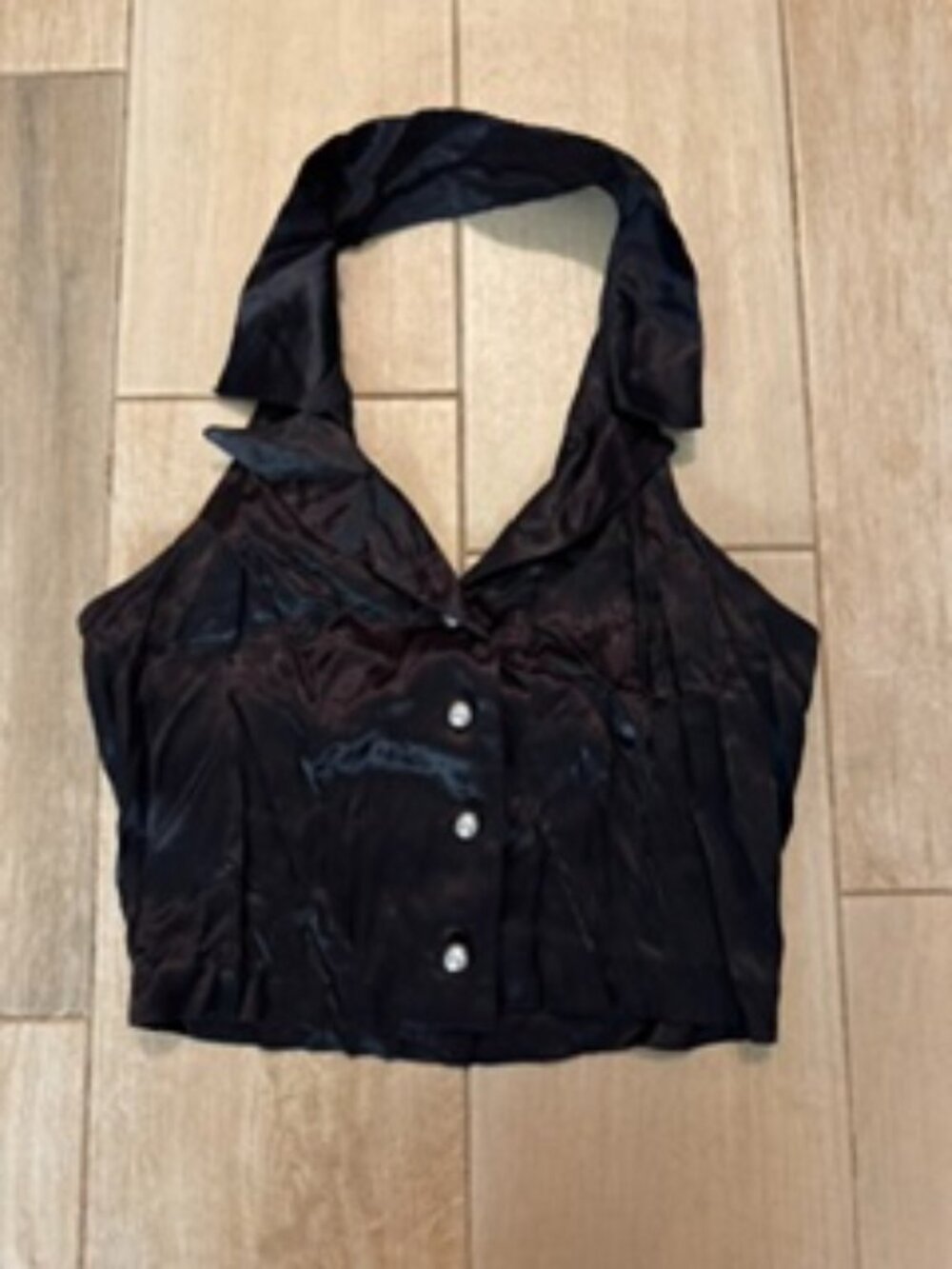Vintage Cropped Halter Button Down Top